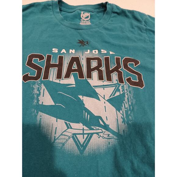NHL San Jose SHARKS T-Shirt Green Size L14/16 Kids - Picture 2 of 5